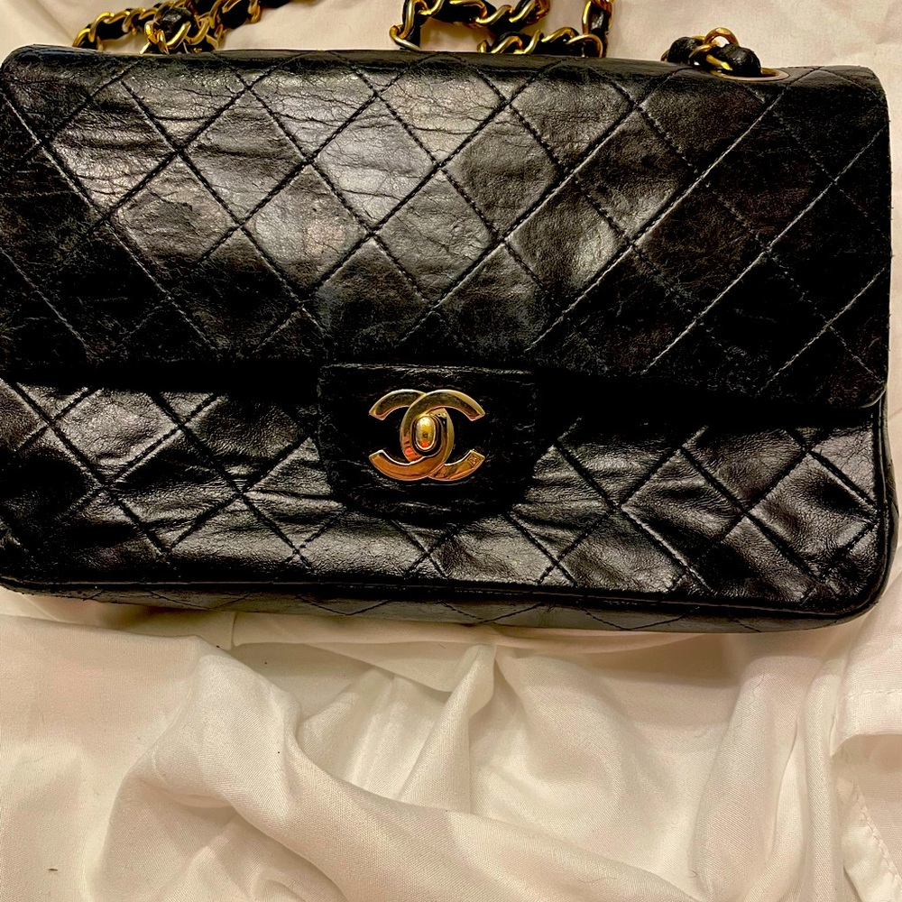 Vintage Chanel double flap hand bag